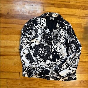 Chico's Black and White Floral Blazer
